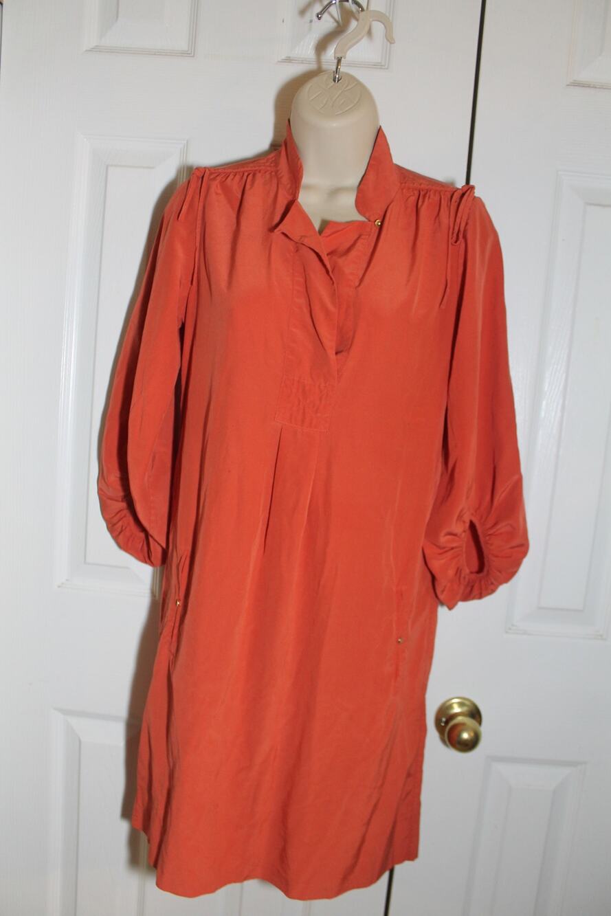 Diane Von Furstenburg Bairly Louche Orange Silk Shift Dress sz 2